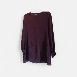 Zara Burgandy Long- Sleeved Mini Dress Size S